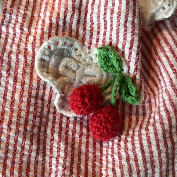 Red and white seersucker Sun dress sz 24m - Picture 5 of 5